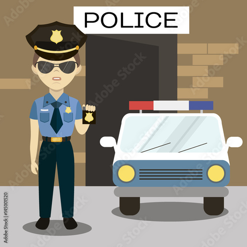 Policeman In American Cop Uniform