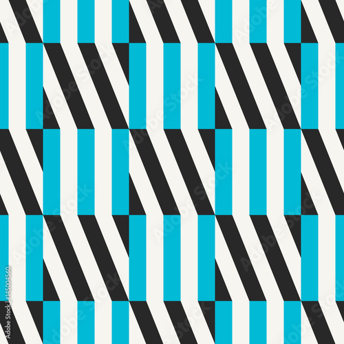 Vintage stylish geometric texture with structure of repeating vertical and diagonal lines of black and blue color. Decorative background for wrapping paper, decor and textile. Vector seamless pattern.