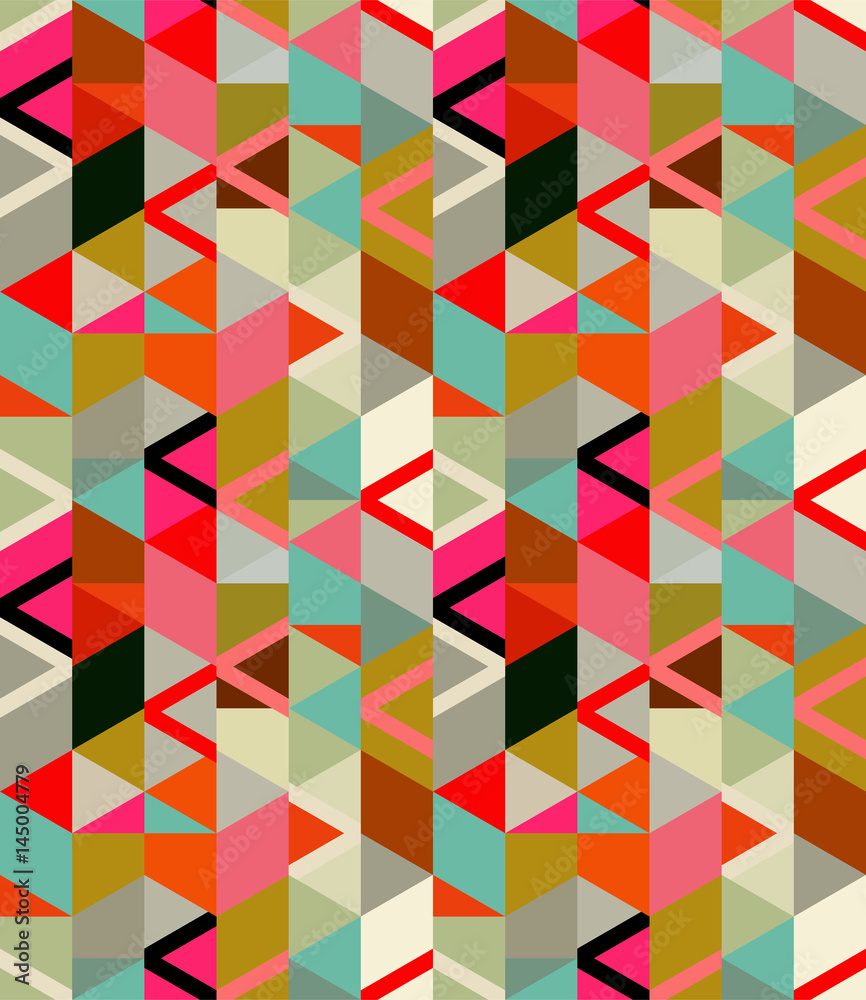 Modern stylish irregular hexagonal background with repeating structure of colorful geometric elements. Bright chaotic texture perfect for fabric, wallpaper and wrapping paper. Vector seamless pattern. Modern stylish irregular hexagonal background with repeating structure of colorful geometric elements. Bright chaotic texture perfect for fabric, wallpaper and wrapping paper. Vector seamless pattern.