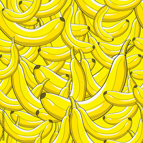 Modern stylish bright yellow banana pattern Fototapeta