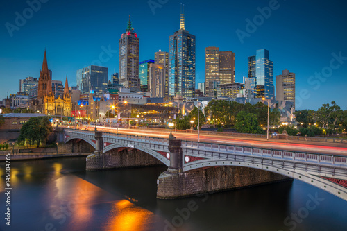 City of Melbourne. Cityscape image of Melbourne, Australia during twilight blue hour.