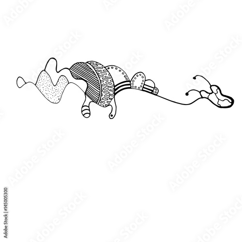 A creative abstract goat strolls bending her head