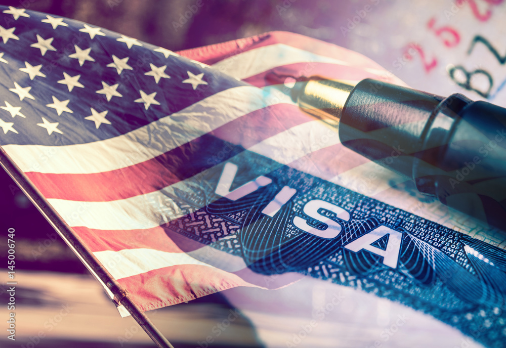 United States of America Visa Document Concept - obrazy, fototapety, plakaty 