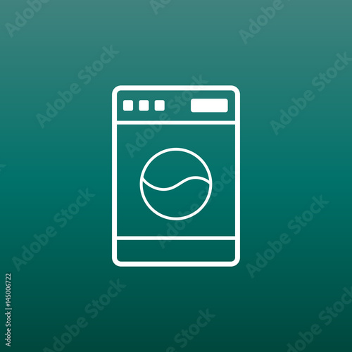 Washer flat vector icon. Laundress sign symbol flat vector illustration on green background.