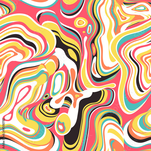 Vector seamless pattern. Abstract bright candy-colored psychedelic background with repeating structure of oil stains.