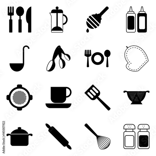 Kitchen and cooking icons. Vector illustrations