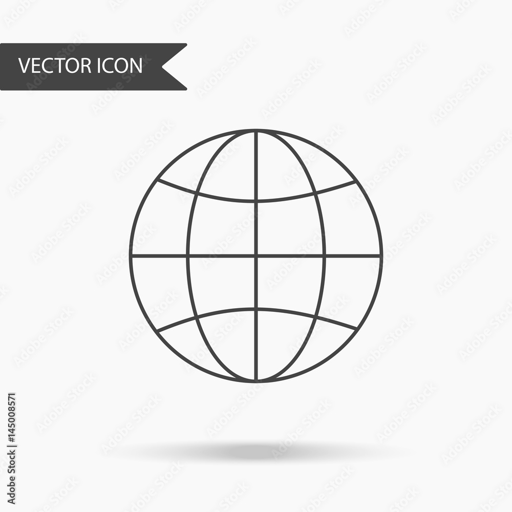 Vector business icon globe. Icon for for annual reports, charts, presentations, workflow layout, banner, number options, step up options, web design. Contemporary flat design