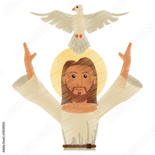 drawing jesus christ holy spirit design vector illustration eps 10