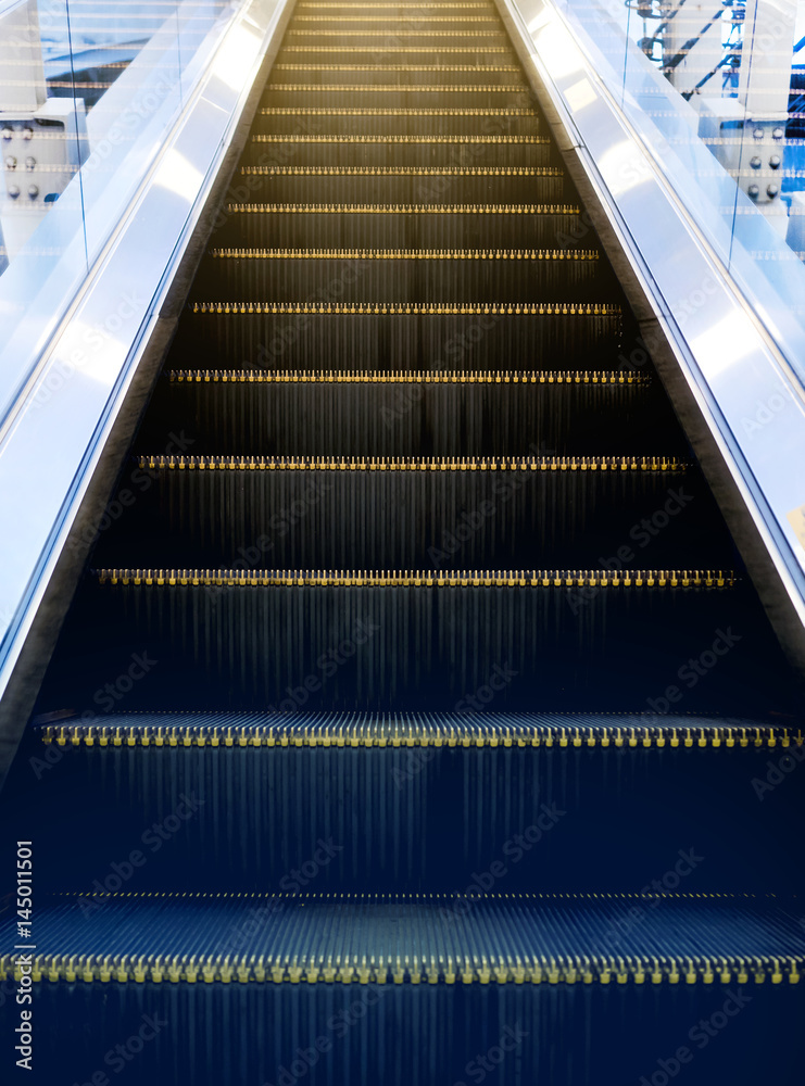 Modern escalator, selective focus