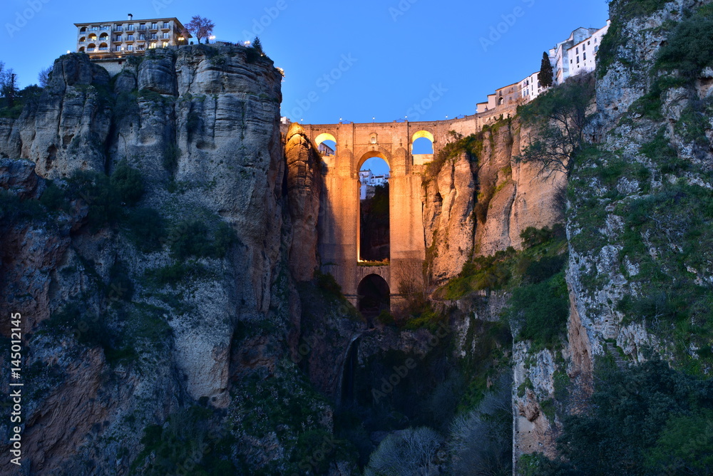 Ronda, Spain at the Puente Nuevo Bridge over the Tajo Gorge