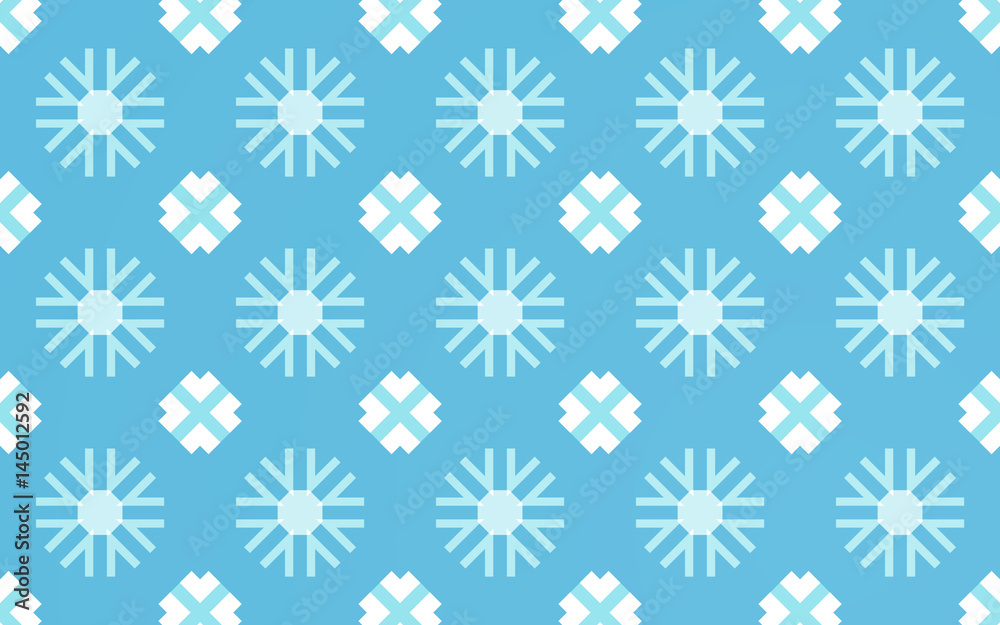 Snow flake pattern background and abstract blue textile