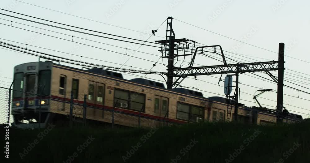 Local Train passing in Slow Motion at sunset Local Train passing in Slow Motion at sunset