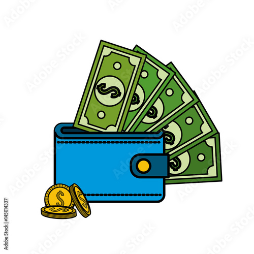 green bill dolar inside wallet with coins
