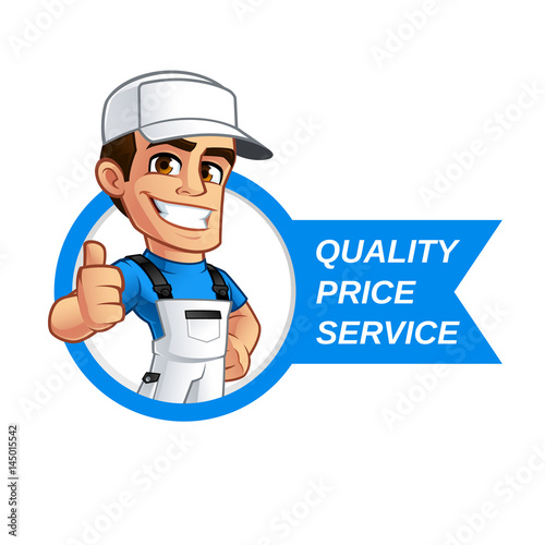 Vector illustration of a professional painter, he is dressed in working clothes