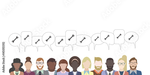 Leute mit Sprechblasen - Schraubenschlüssel Mechanik