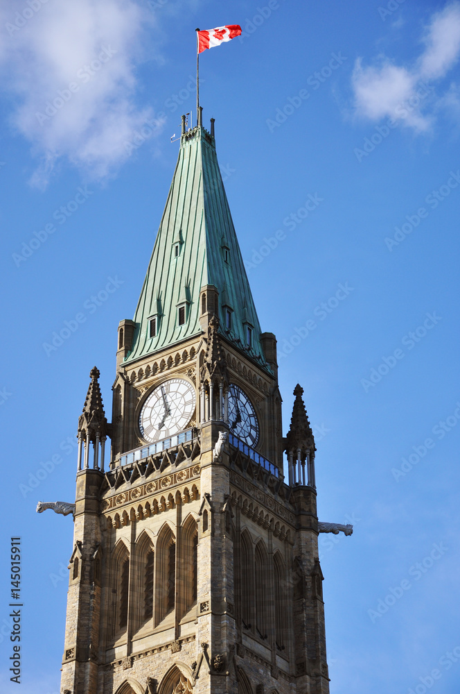 Parliament Buildings at sunset, Ottawa, Ontario, Canada.