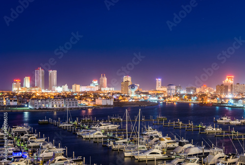 Overlooking State Marina Harbor in Atlantic City, New jersey at sunset photo