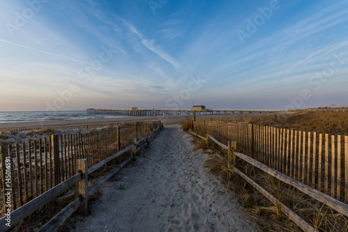 Path leading to ventnor city beach in atlantic city  new jersey at sunrise