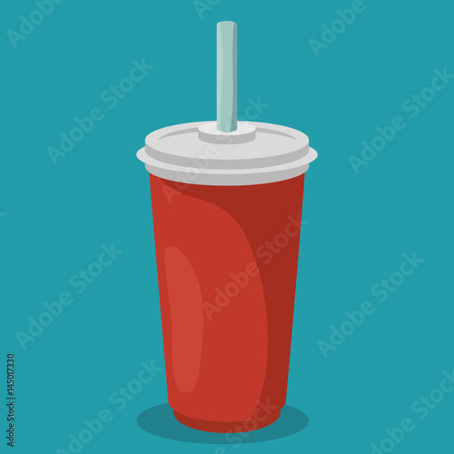 soda glass with straw vector illustration design