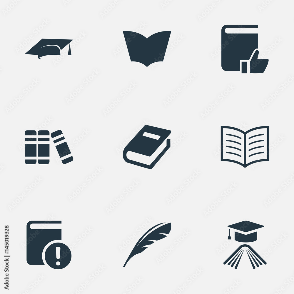 Vector Illustration Set Of Simple Books Icons. Elements Book ...