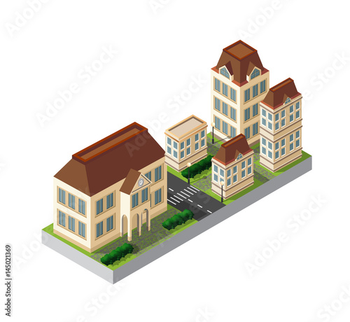 Isometric retro 3D urban module of the city for construction and modeling of designing megapolis for creative web design and presentations