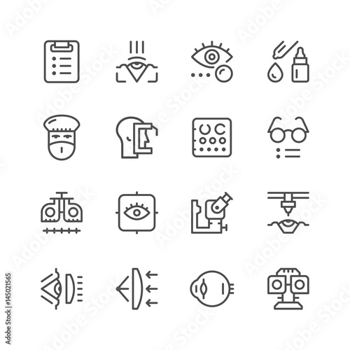 Set line icons of ophthalmology