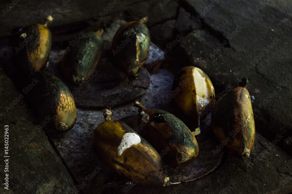 bananas prepared on the firewood stove bananas prepared on the firewood stove