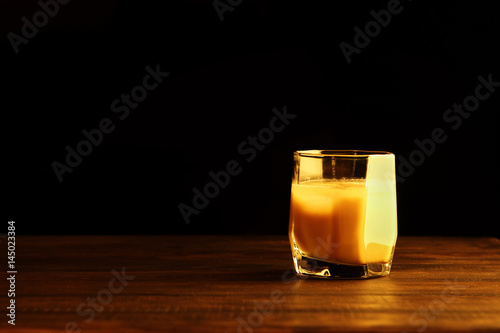 White russian cocktail on black