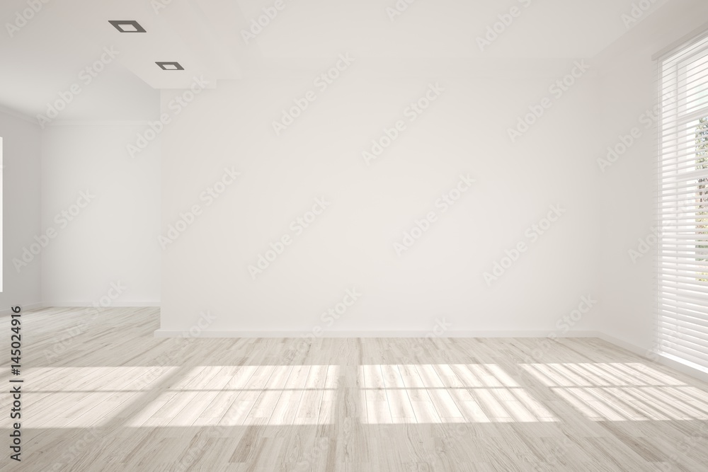 Fototapeta premium White empty room. Scandinavian interior design. 3D illustration