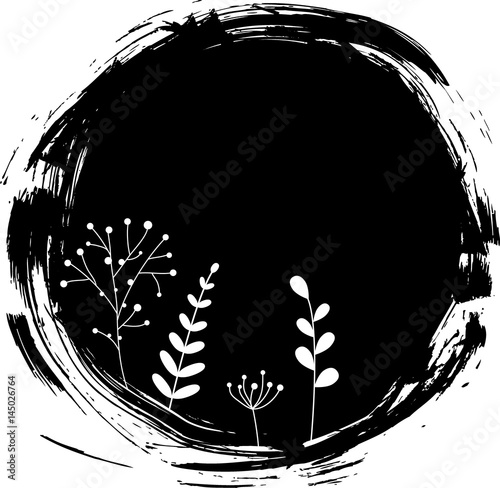 Grunge background with florals