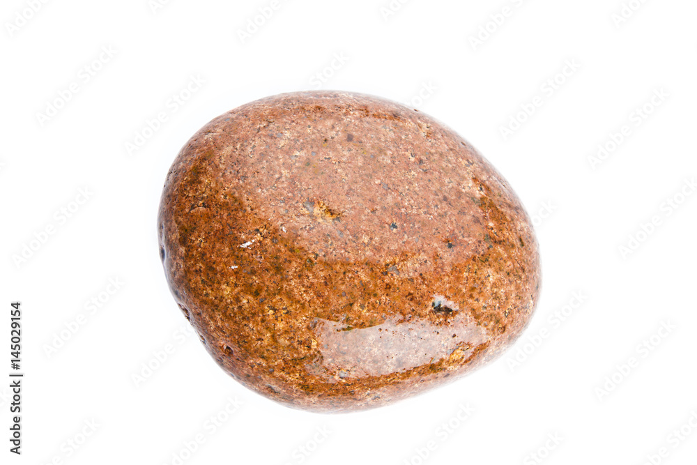 Red wet sea stone isolated on white background Red wet sea stone isolated on white background