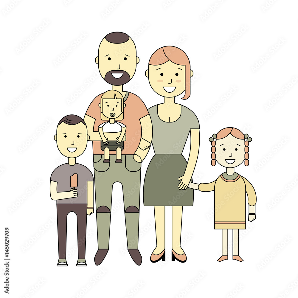 Happy family. Vector illustration of a flat design Happy family. Vector illustration of a flat design