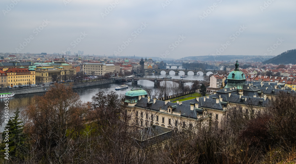 Prague and Vltava river from the Letná Park