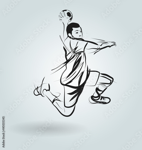 Vector line sketch of a handball player