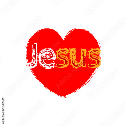 i love Jesus, font type with signs, stickers and tags photo