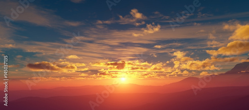Sunset over the mountains © cameraman