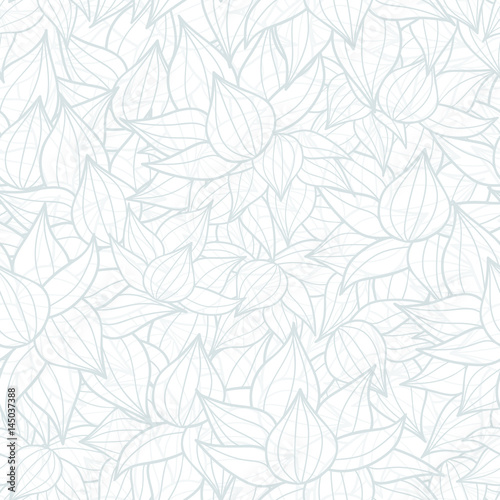 Vector light grey succulent plant texture drawing seamless pattern background. Great for subtle, botanical, modern backgrounds, fabric, scrapbooking, packaging, invitations.