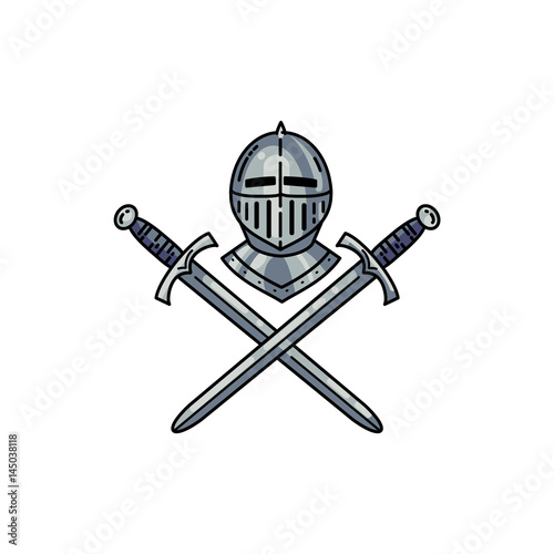 Helmet and crossed swords