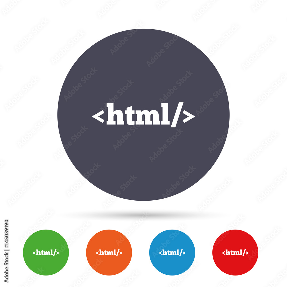 HTML sign icon. Markup language symbol. HTML sign icon. Markup language symbol.