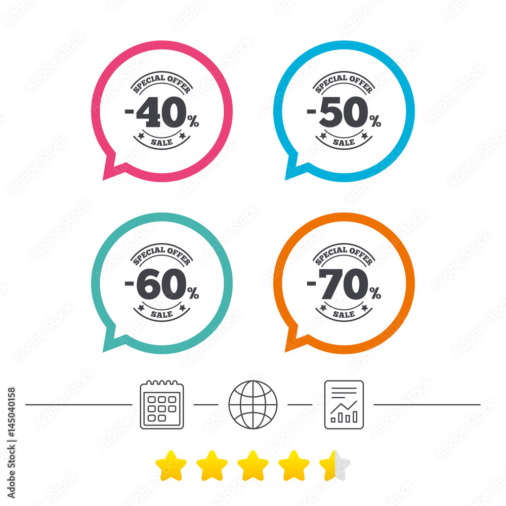 Sale discount icons. Special offer price signs. Sale discount icons. Special offer price signs.