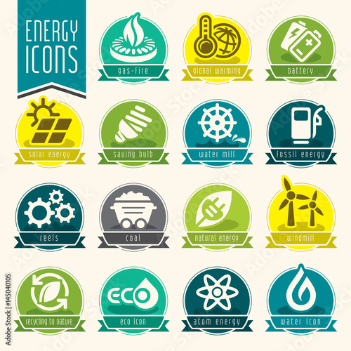 Energy icon set.