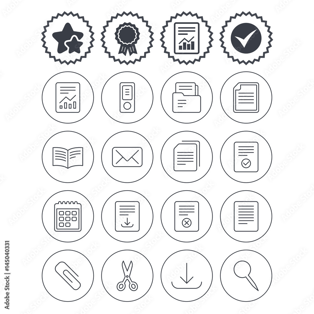 Documents linear icons. Accounting, book. Documents linear icons. Accounting, book.