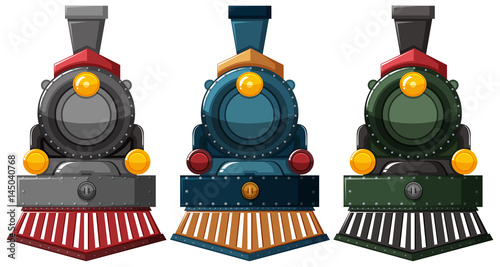 Steam engine designs in three colors