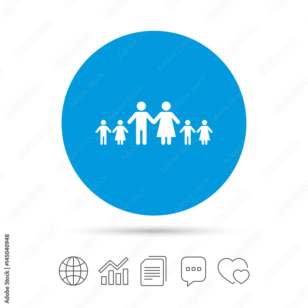 Complete large family with many children sign. Complete large family with many children sign.
