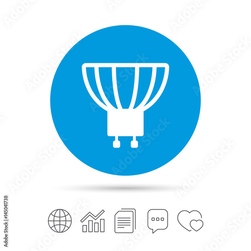 Light bulb icon. Lamp GU10 socket symbol.