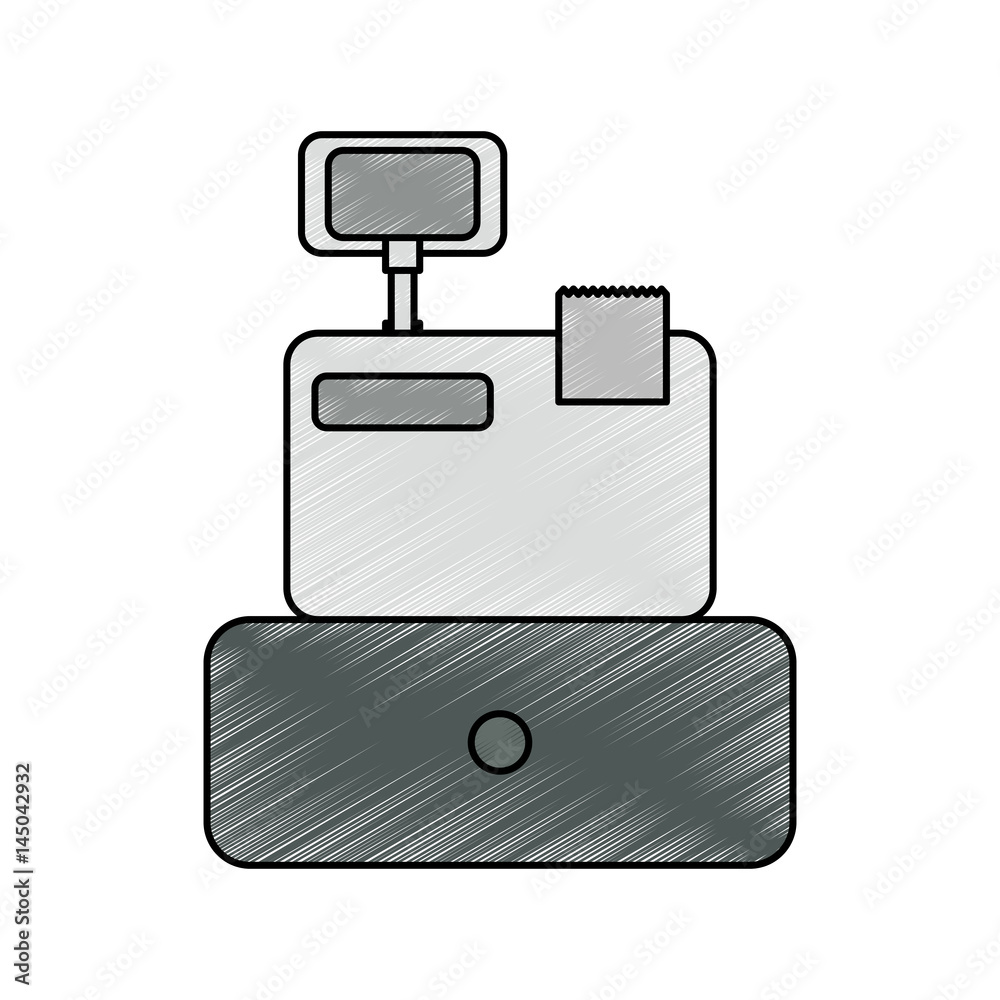 Obraz premium Cash registrer machine scribble icon vector illustration