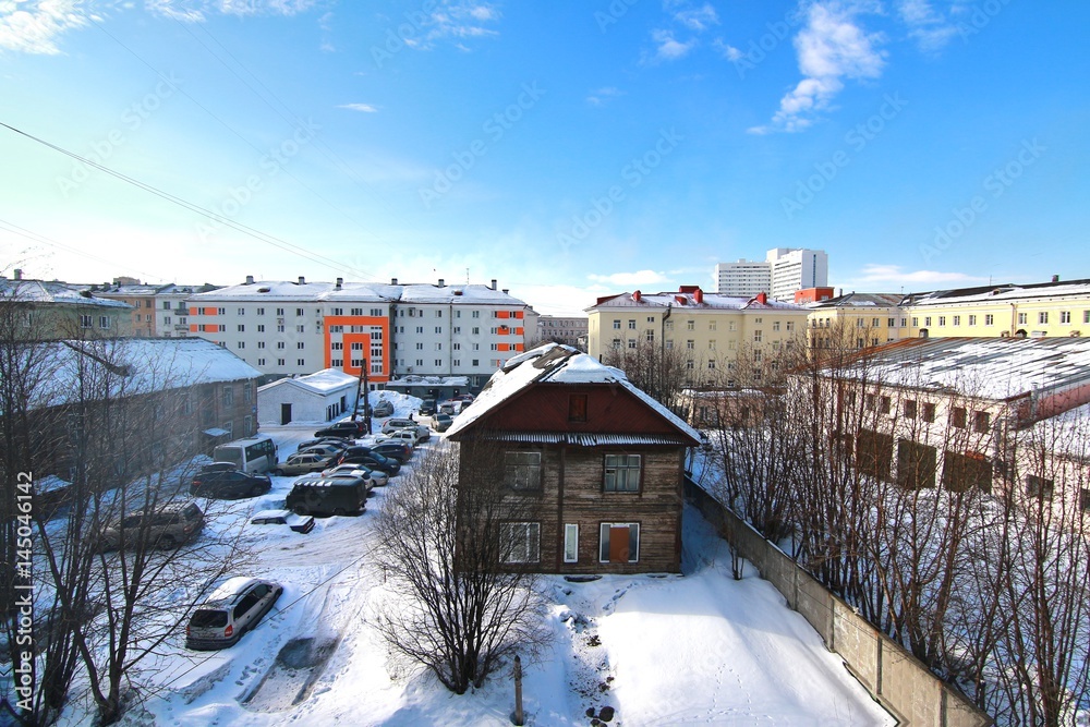  The winter in the city centre of Murmansk ,Russia