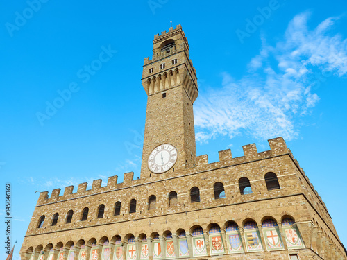 Vista Frontal del Palazzo Vecchio de Florencia, Italia