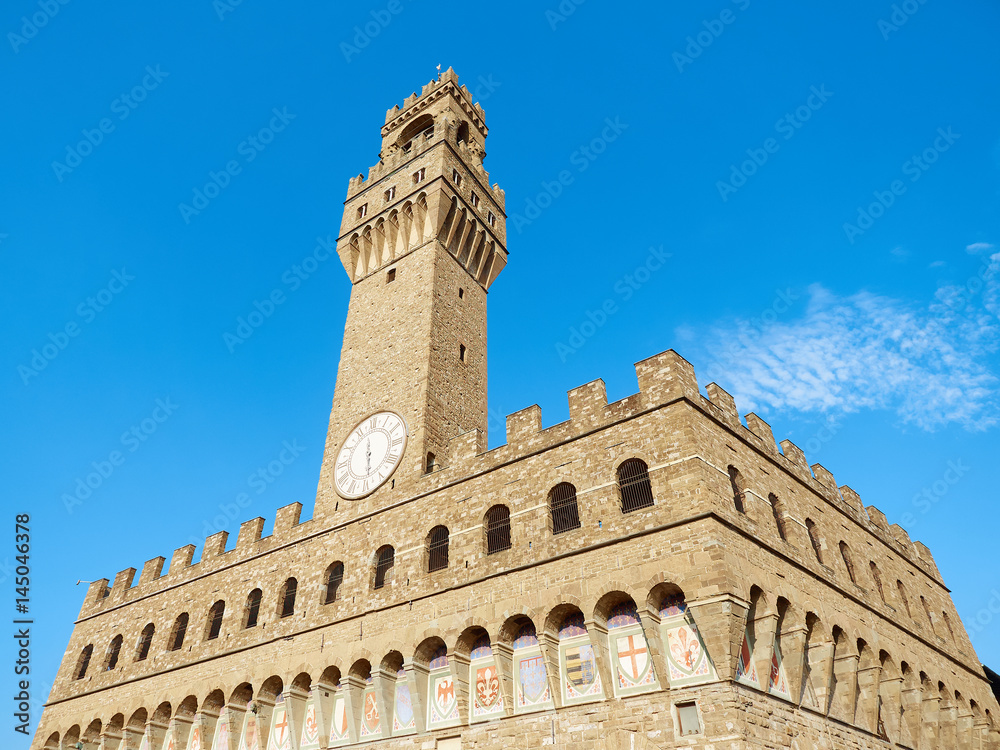 Vista Lateral del Palazzo Vecchio de Florencia, Italia