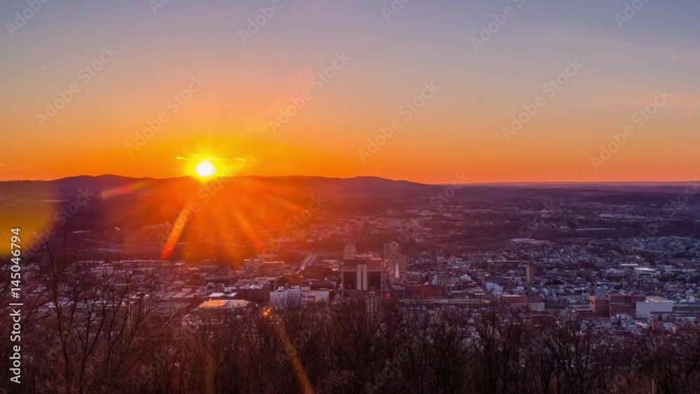 Reading Pennsylvania, Skyline Drive, Day to Night Sunset Timelapse 4K Video